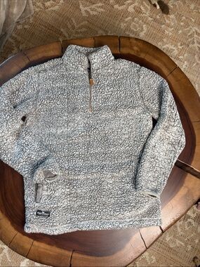 Simply Southern Women’s Large Sherpa Fleece Quarter Zip Pullover Gray Cozy